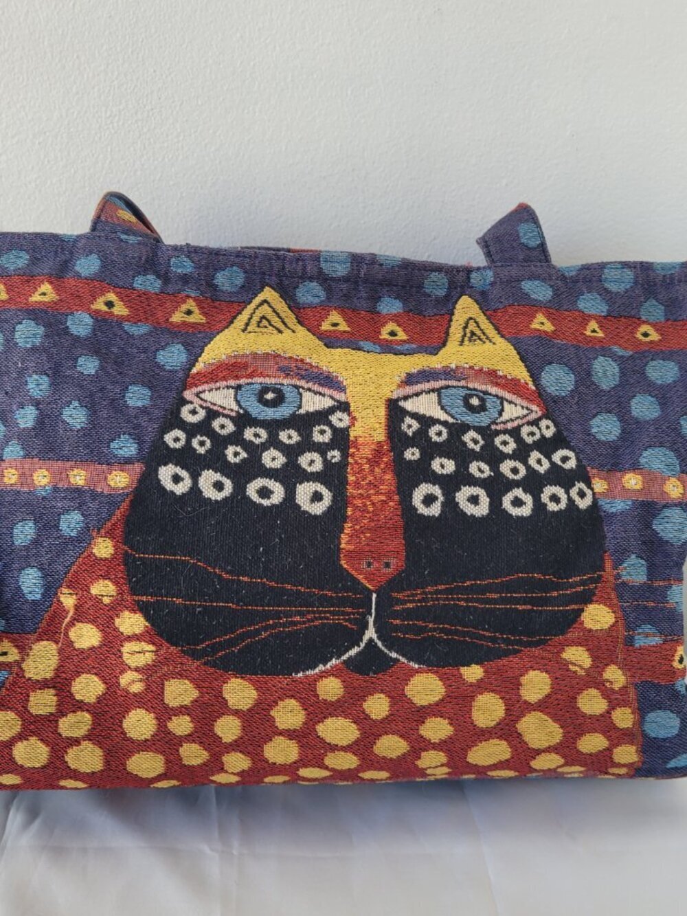 Laurel Burch Tapestry Tote Bag w/Colorful Cat Face - Picture 9 of 9